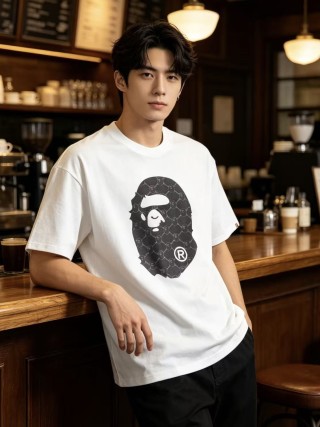 White Graphic Ape Head Logo Short Sleeve T-Shirt view 5