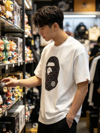 White Graphic Ape Head Logo Short Sleeve T-Shirt view 6