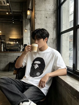 White Graphic Ape Head Logo Short Sleeve T-Shirt view 7