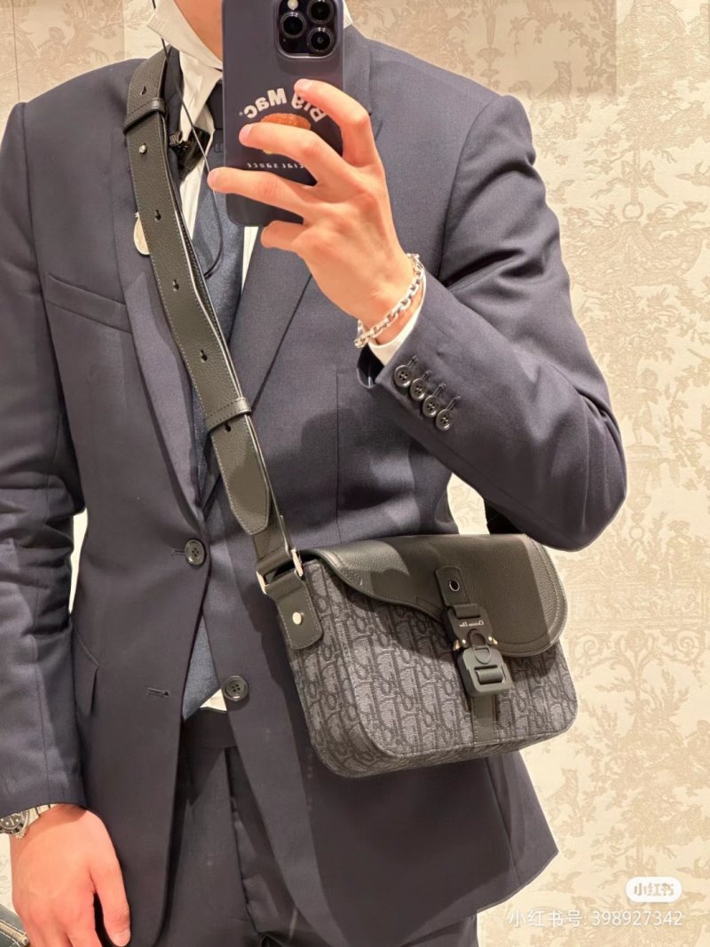 Dior CD Oblique Saddle Shoulder Bag Black