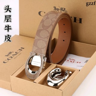 Coach Signature Canvas Leather Belt - Tan/Cognac view 9