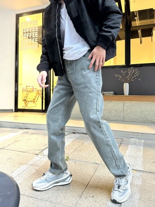 Light Blue Distressed Straight Leg Jeans view 4
