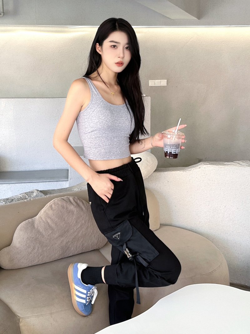 Black Cargo Pants with Side Pockets view