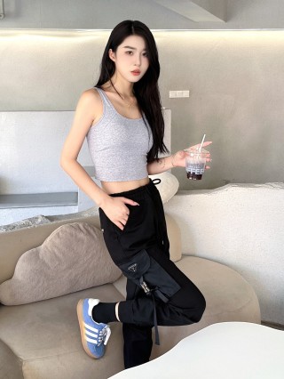 Black Cargo Pants with Side Pockets view 3