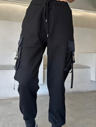 Black Cargo Pants with Side Pockets view 8