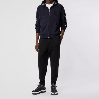 Burberry Navy Check Sleeve Zip Hoodie view 2