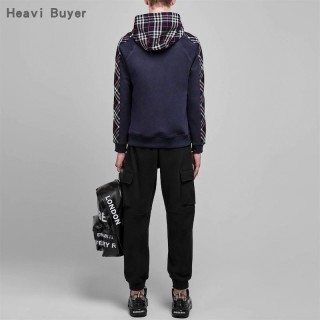 Burberry Navy Check Sleeve Zip Hoodie view 4