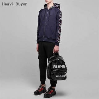 Burberry Navy Check Sleeve Zip Hoodie view 5
