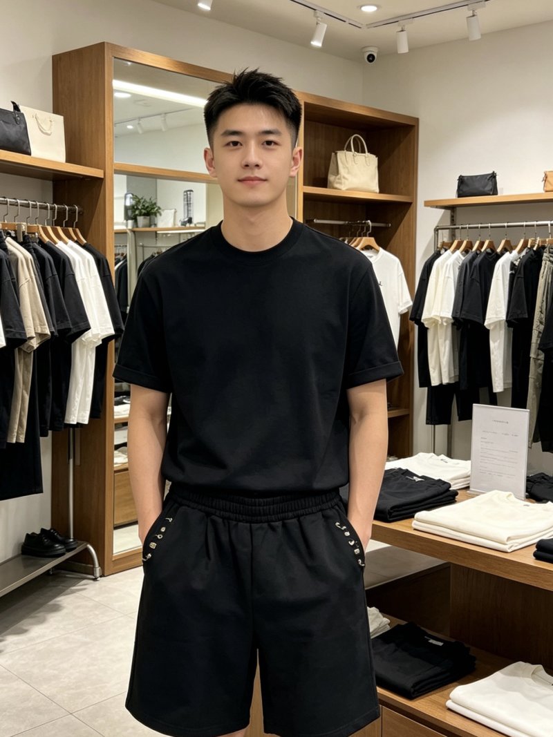 Black Eyelet Detail Shorts with Elastic Waistband view