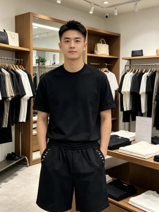 Black Eyelet Detail Shorts with Elastic Waistband view 5