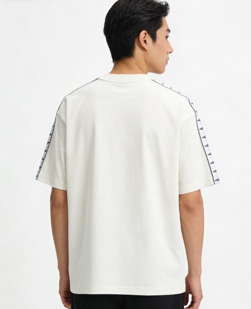 Cream Short Sleeve T-Shirt with Stripe Detail view