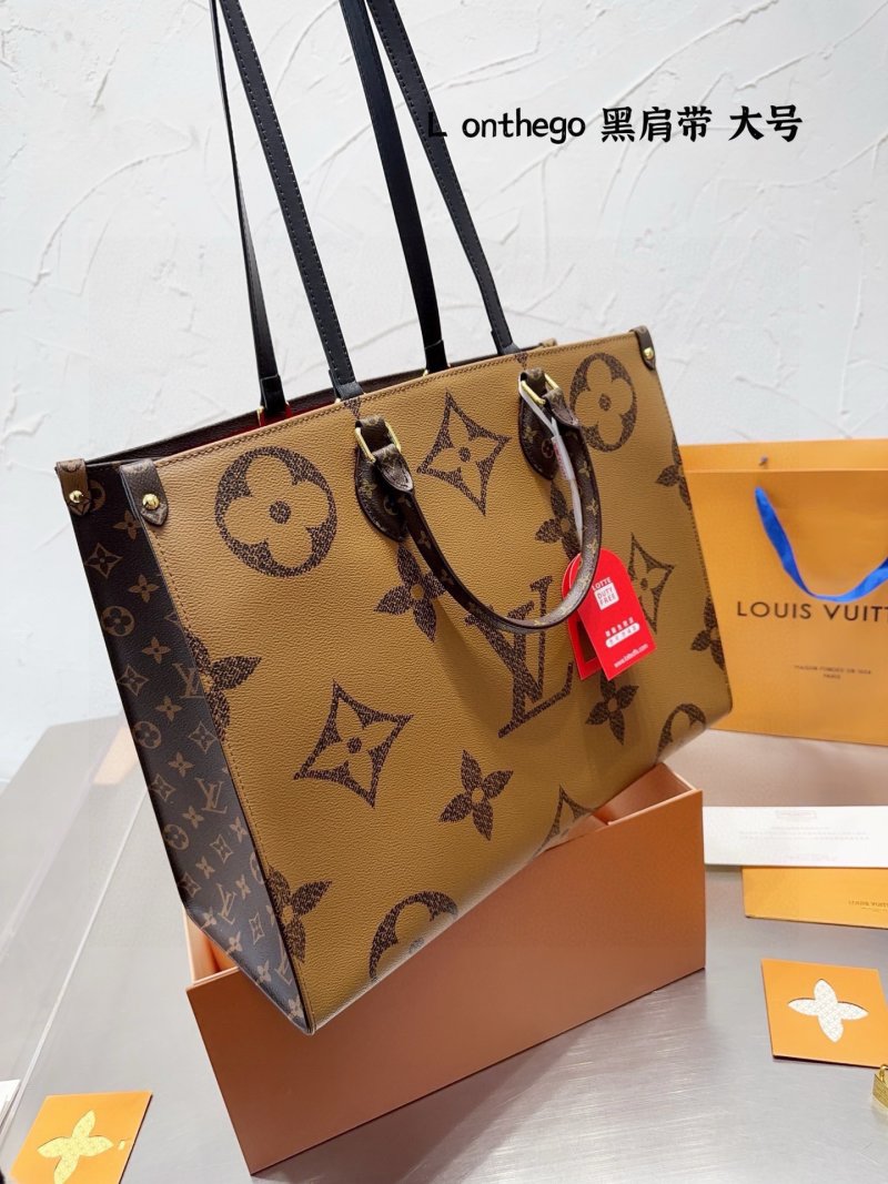 Louis Vuitton OnTheGo Monogram Tote Bag - Tan/Black view