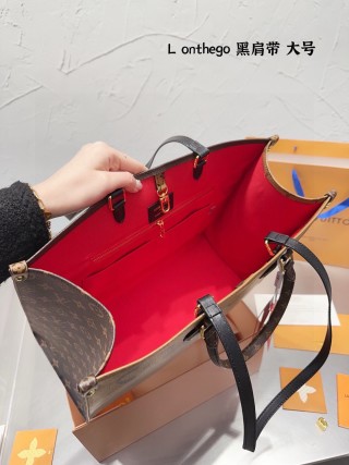 Louis Vuitton OnTheGo Monogram Tote Bag - Tan/Black view 8