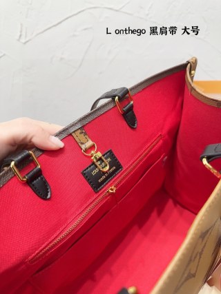Louis Vuitton OnTheGo Monogram Tote Bag - Tan/Black view 9