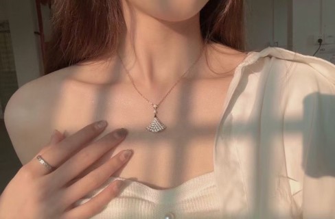 Bulgari Diva Full Diamond Pendant Necklace Silver