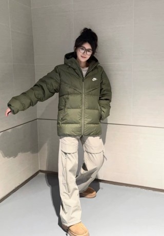 Nike Olive Green Puffer Down Jacket view 2