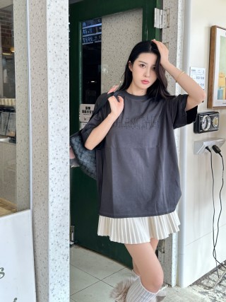 Balenciaga Embroidered Logo Oversized T-Shirt Charcoal view 6
