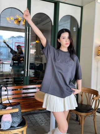 Balenciaga Embroidered Logo Oversized T-Shirt Charcoal view 9