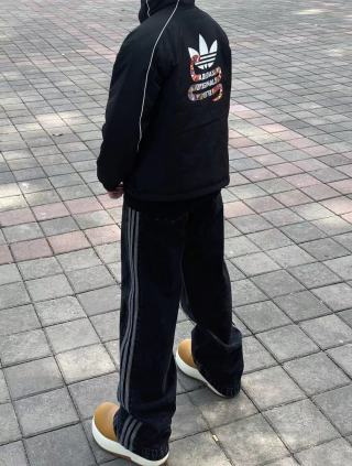 Adidas Track Pants Black with White Stripe view 2