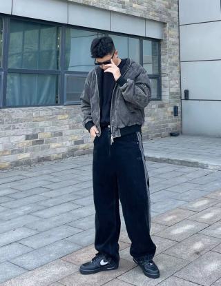 Adidas Track Pants Black with White Stripe view 3
