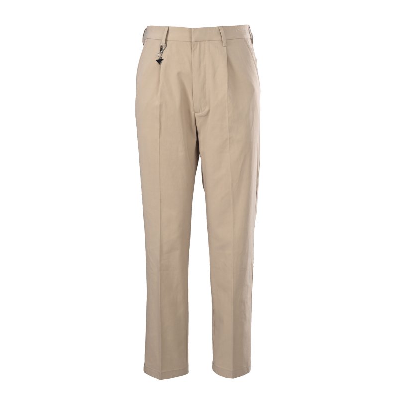 Beige Pleated Tapered Trousers with Chain Detail view