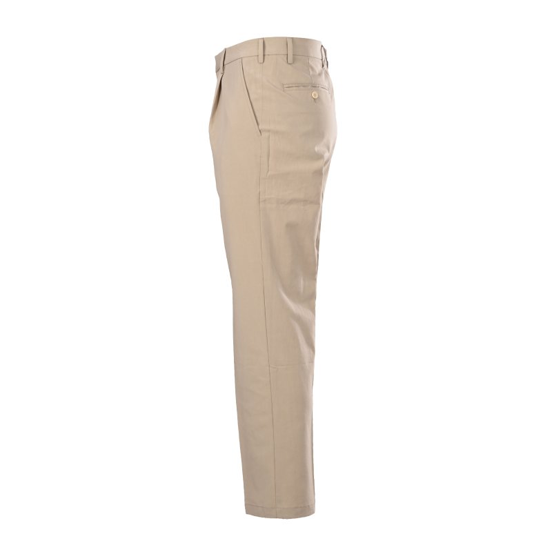 Beige Pleated Tapered Trousers with Chain Detail view