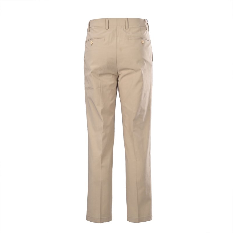 Beige Pleated Tapered Trousers with Chain Detail view