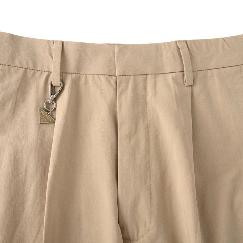 Beige Pleated Tapered Trousers with Chain Detail view