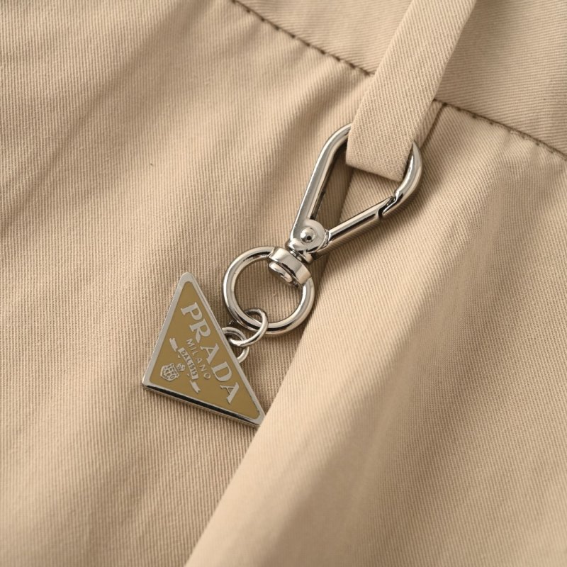 Beige Pleated Tapered Trousers with Chain Detail view