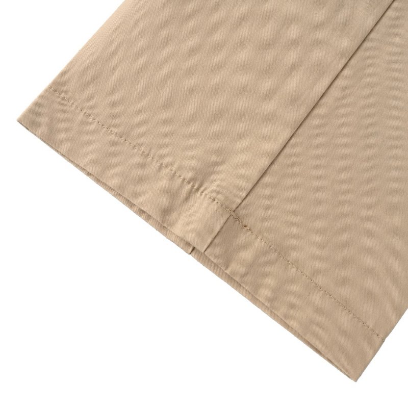 Beige Pleated Tapered Trousers with Chain Detail view
