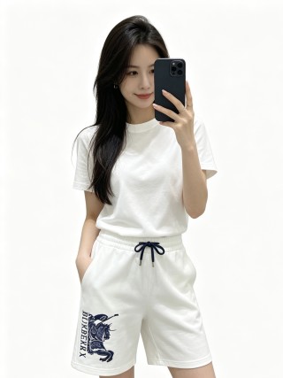 Burberry Embroidered EKD White Shorts view 3