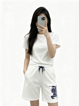 Burberry Embroidered EKD White Shorts view 4