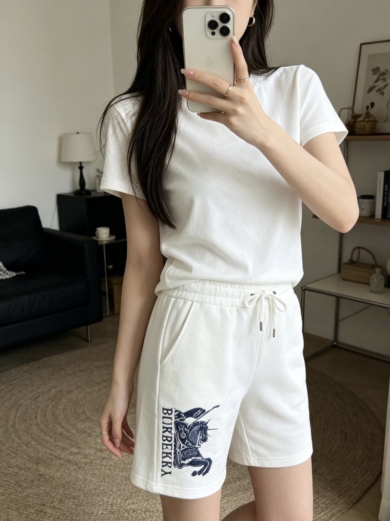 Burberry Embroidered EKD White Shorts view