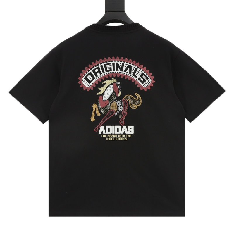Adidas Originals Black Graphic T-Shirt with Vintage Dog Print view