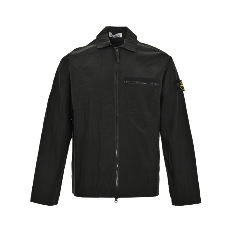 Stone Island Black Crinkle Nylon Hooded Jacket view