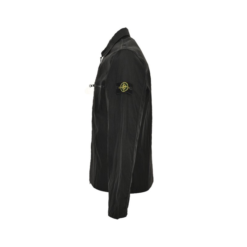 Stone Island Black Crinkle Nylon Hooded Jacket view