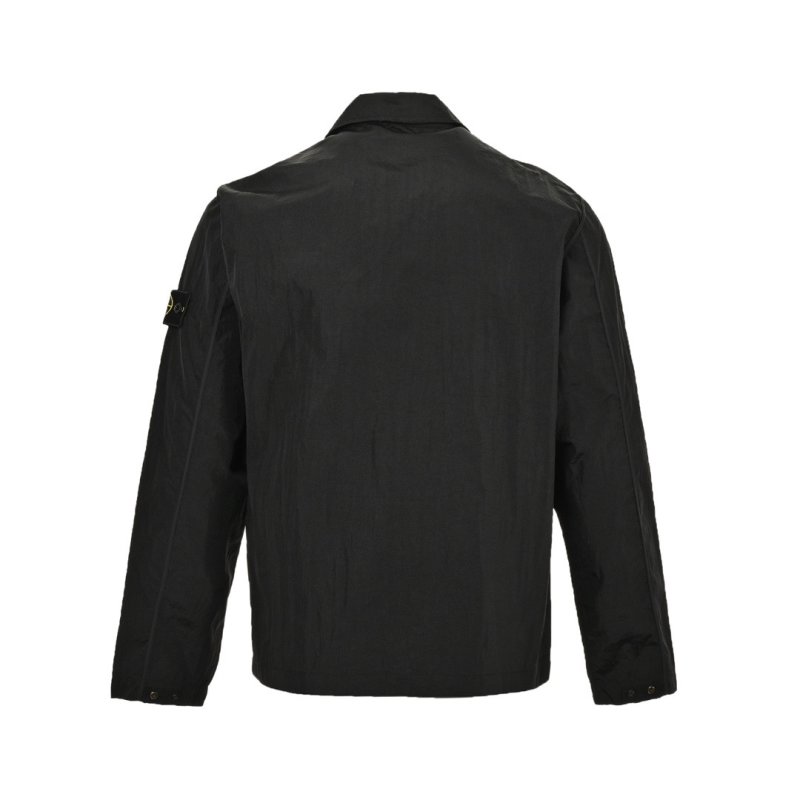 Stone Island Black Crinkle Nylon Hooded Jacket view