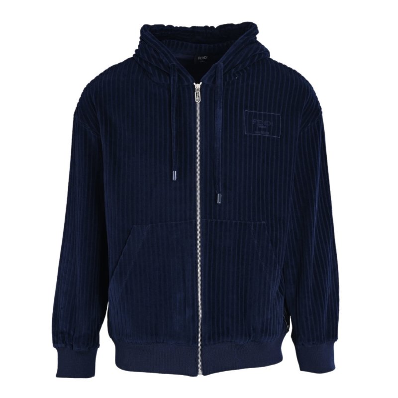 Fendi Navy Pinstripe Zip Hoodie Jacket view
