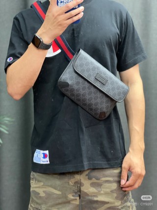 Gucci GG Canvas Charcoal Crossbody Bag