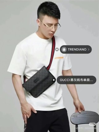 Gucci GG Canvas Charcoal Crossbody Bag view 2