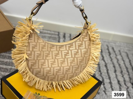 Fendi Raffia FF Jacquard Hobo Bag Beige view 2