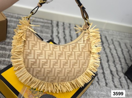 Fendi Raffia FF Jacquard Hobo Bag Beige view 4