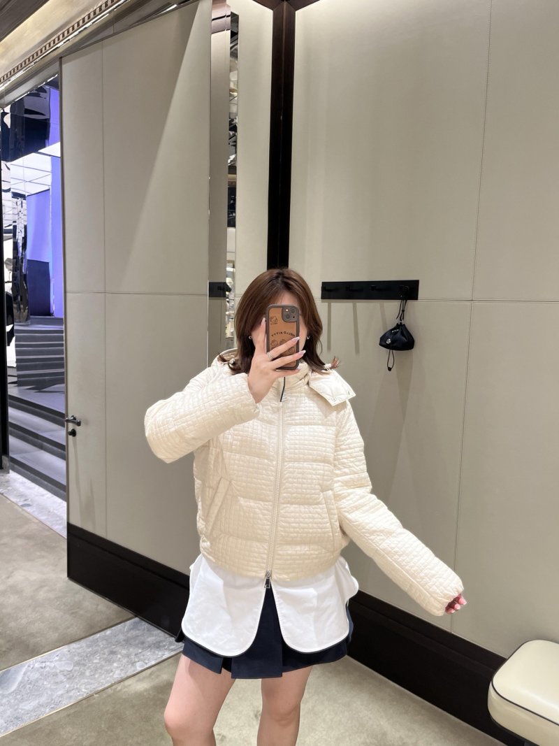 Cream Quilted Puffer Down Jacket