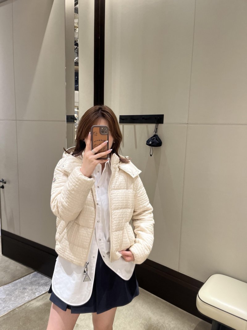 Cream Quilted Puffer Down Jacket view