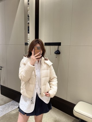 Cream Quilted Puffer Down Jacket view 2