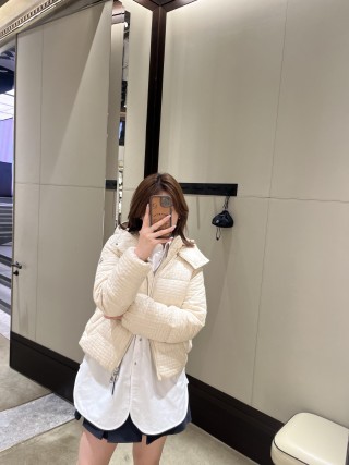 Cream Quilted Puffer Down Jacket view 4