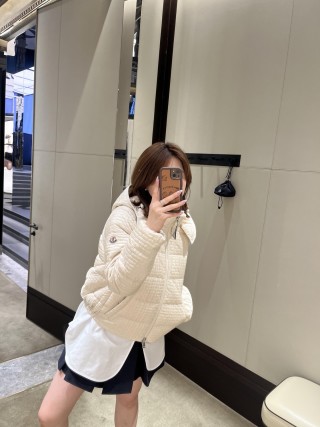 Cream Quilted Puffer Down Jacket view 5
