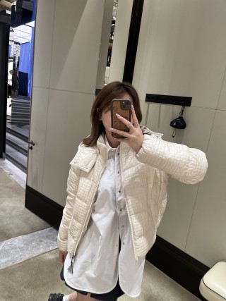 Cream Quilted Puffer Down Jacket view 6