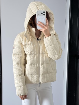Cream Quilted Puffer Down Jacket view 8