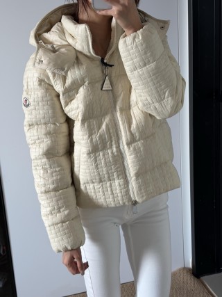 Cream Quilted Puffer Down Jacket view 9